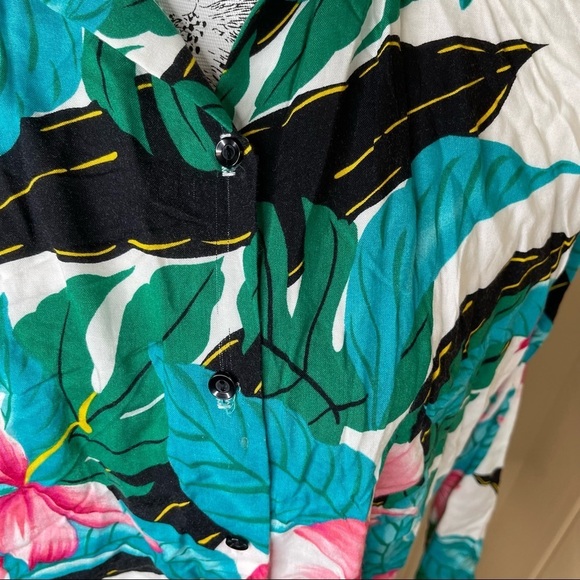 Vintage 80s SITTING PRETTY OF CALIFORNIA WOMEN’S Hawaiian BLOUSE SHIRT Sz Large - Picture 3 of 3